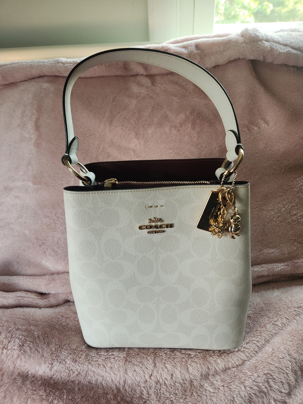 Coach Mollie Signature Bucket Tote Chalk Gold Crossbody Shoulder